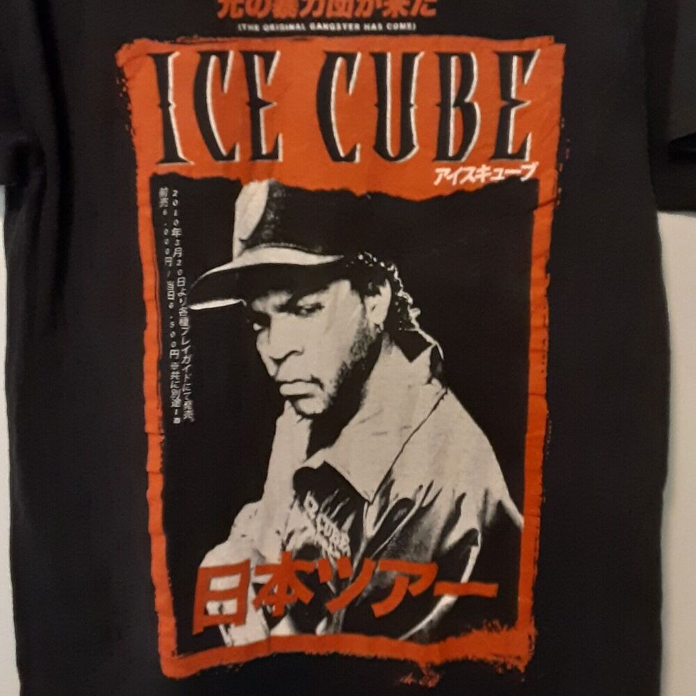 Ice Cube Shirt Mens M Black Japanese Tee Short Sleeve Rap Hip Hop Logo T Shirt